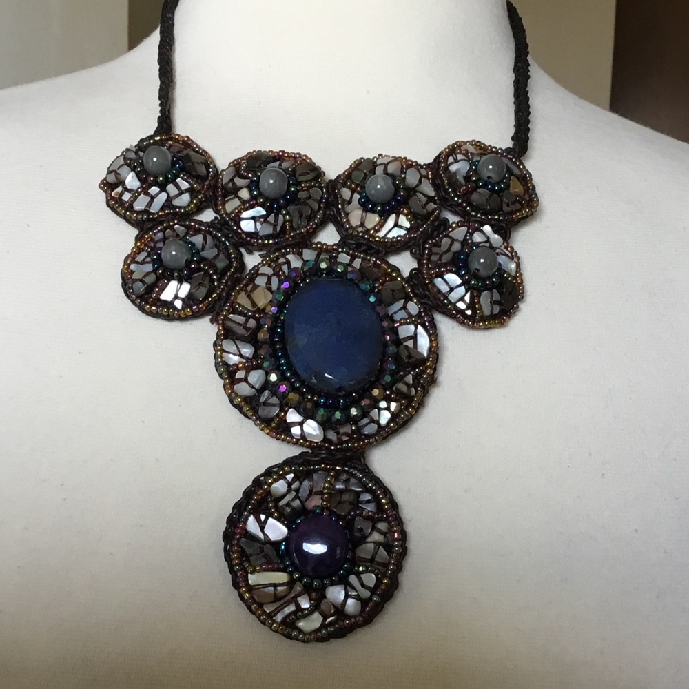 Stone Beaded Statement Necklace - image 3